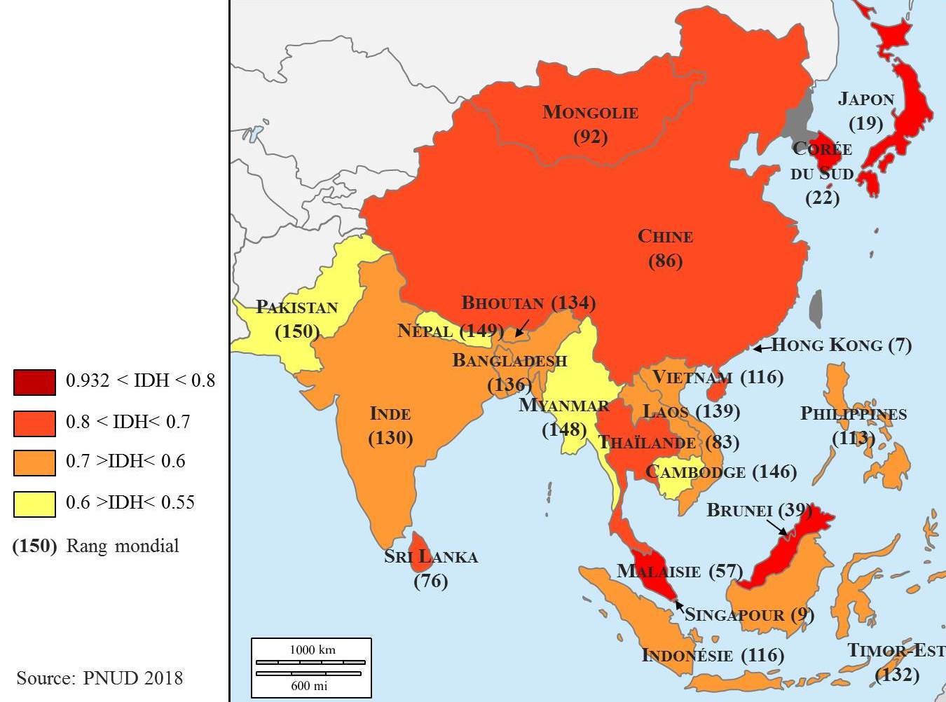 IDH carte asie