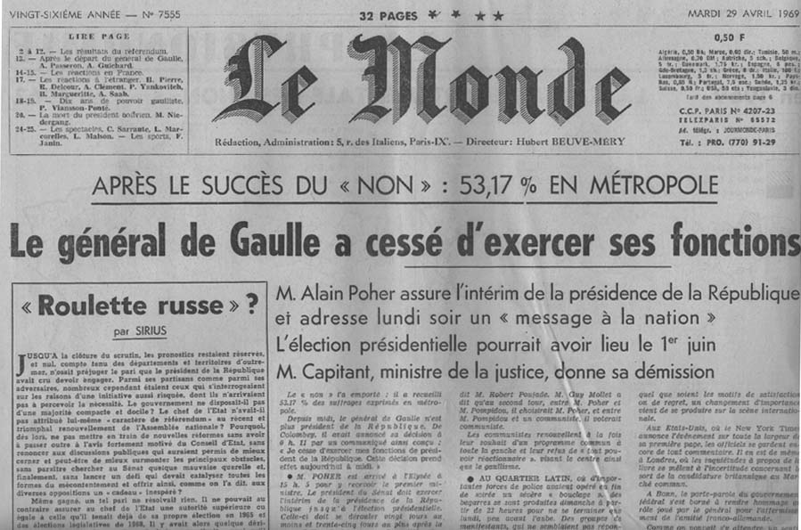 Démission de gaulle 1969