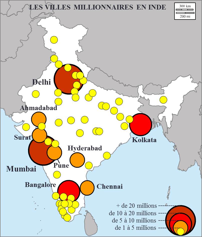 Villes milionaires en Inde